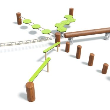Burst by DG Play, a radial balance circuit with beams and stepping elements for schools and parks