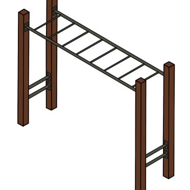 Durable wooden skinny monkey bars for children's playgrounds, ideal for climbing and developing motor skills. Perfect for outdoor play areas and backyard setups.
