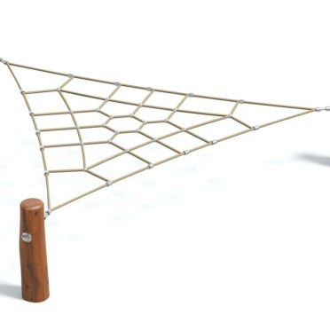 Rope playground climbing net with wooden posts for kids outdoor play and adventure. Durable activity equipment for safe and fun playgrounds, enhancing children's physical activity and coordination skills.