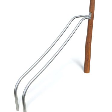 Aluminum handrail with wooden post for outdoor safety and support, ideal for stairs and pathways. Durable, weather-resistant design suitable for residential or commercial use.