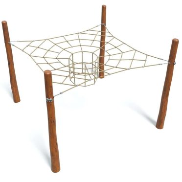 Climbing net playground equipment with wooden posts, suitable for outdoor play areas, offers children fun and physical activity. Durable and safe for kids to develop strength and coordination.