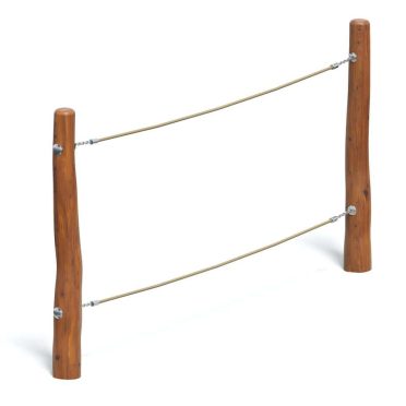 Rope climbing obstacle with wooden poles for outdoor playgrounds and adventure parks. Durable, safe, and suitable for children's play areas. Great for developing coordination and strength.