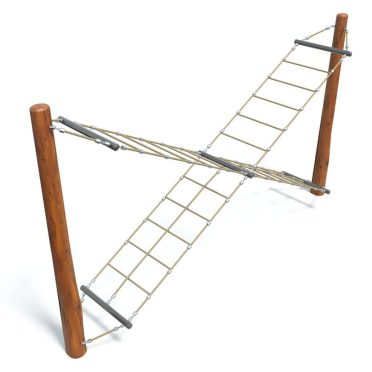 Climbing rope and ladder playground equipment for kids' outdoor adventure play area. Durable wooden posts and metal connectors ensure safety and stability. Perfect for children's recreational activities.