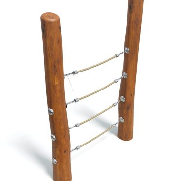 Rope ladder climbing frame with wooden posts, outdoor playground equipment for kids’ physical activity and play. Durable wood and strong ropes ensure safety and longevity for children's outdoor fun.
