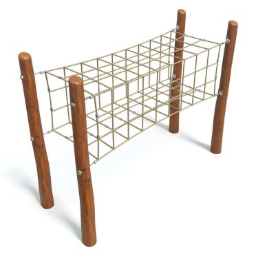 Climbing cube playground equipment made of sturdy wood and durable rope, ideal for children's outdoor play area for climbing, balance, and developing motor skills.