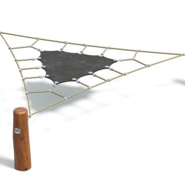 Durable outdoor play equipment, versatile climbing net with wooden poles and safety ropes, ideal for kids playgrounds, parks, and recreational areas. Perfect for physical activity and outdoor fun.