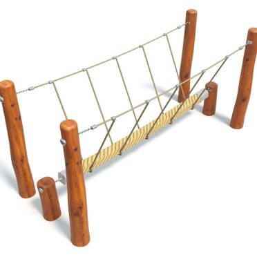 Natural wood playground equipment with rope climbing elements for outdoor kids play areas. Durable and safe wooden design suitable for children’s recreational activities.