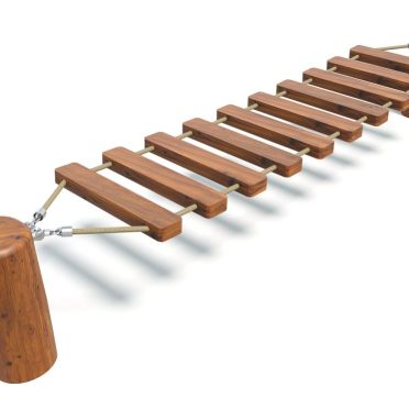Natural Timber Bridge by DG Play, a timber slat bridge walkway on timber posts for schools and parks
