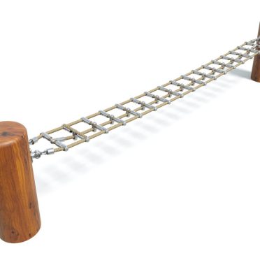 Natural Rope Bridge by DG Play, a rope and slat bridge walkway on timber posts for schools and parks