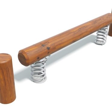Timber balance log on spring bases between posts
