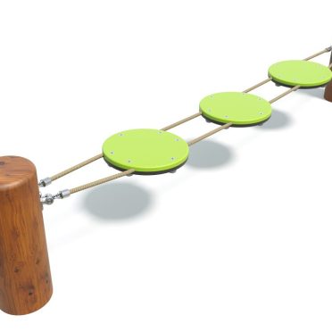 Natural Lilypad Run by DG Play, a run of green lilypad stepping pods on timber posts for schools and parks