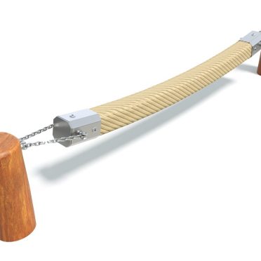 Natural Jungle Balance by DG Play, a curved rope and timber balance beam on timber posts for schools and parks