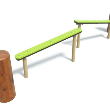 Natural Inclined Walk by DG Play, a green inclined balance beam on timber posts for schools and parks