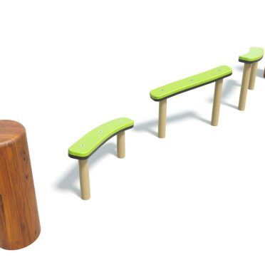 Natural Wave Walk by DG Play, a green wavy balance beam on timber posts for schools and parks