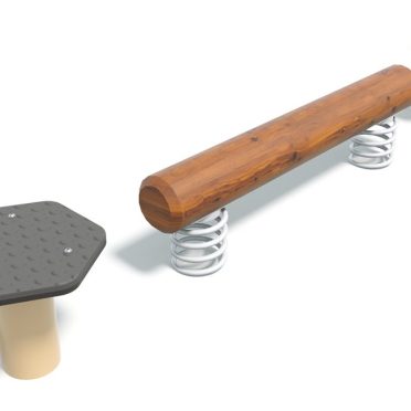 Wobbly Log Run by DG Play, a horizontal timber log balance beam on posts for schools and parks