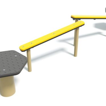 Outdoor inclined walk with yellow and gray safety surfaces for children, part of DG Play playground equipment.